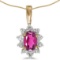 Certified 14k Yellow Gold Oval Pink Topaz And Diamond Pendant