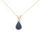 Certified 14k Yellow Gold Pear Shaped Sapphire and Diamond Oval Pendant