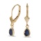 Certified 14k Yellow Gold Pear Sapphire Bezel Lever-back Earrings