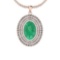 3.30 Ctw Emerald And Diamond I2/I3 14K Rose Gold Victorian Pendant