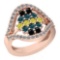 1.56 Ctw Treated Black ,Yellow,Blue, Diamond And White Diamond I2/I3 14K Rose Gold Ring