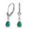 Certified 14k White Gold Pear Emerald And Diamond Leverback Earrings