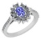 1.46 Ctw I2/I3 Tanzanite And Diamond 14K White Gold Vingate Style Halo Ring