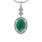 16.00 Ctw VS/SI1 Emerald And Diamond 14K White Gold Pendant
