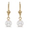 Certified 14k Yellow Gold 8-8.5 mm White Freshwater Pearl Leverback Earrings