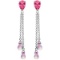 14K Solid White Gold Chandelier Earrings with Pink Topaz