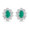 Certified 10k White Gold 5x3 mm Genuine Emerald And Diamond Earrings