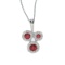 Certified 14k White Gold Triple Ruby and .07 ct Diamond Pendant