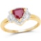 14K Yellow Gold Plated 0.83 CTW Glass Filled Ruby and White Topaz .925 Sterling Silver Ring