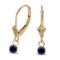 Certified 14k Yellow Gold Round Sapphire Lever-back Earrings