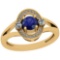 0.74 Ctw Blue Sapphire And Diamond I2/I3 14K Yellow Gold Vintage Style Ring