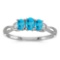 Certified 14k White Gold Oval Blue Topaz And Diamond Three Stone Ring