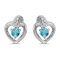 Certified 10k White Gold Round Blue Topaz And Diamond Heart Earrings 0.23 CTW