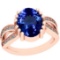3.29 Ctw VS/SI1 Tanzanite And Diamond 14K Rose Gold Victorian Style Ring