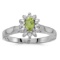 Certified 14k White Gold Oval Peridot And Diamond Ring 0.27 CTW