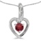 Certified 10k White Gold Round Garnet And Diamond Heart Pendant