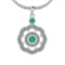 1.03 Ctw VS/SI1 Emerald And Diamond 14K White Gold Pendant Necklace