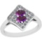 1.33 Ctw I2/I3 Amethyst And Diamond 10K White Gold Vintage Style Ring