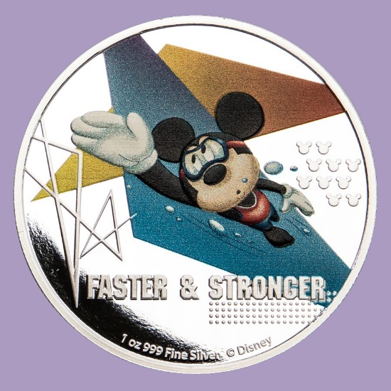 2020 Niue 1 oz Silver $2 Disney Mickey Mouse: Faster & Stronger