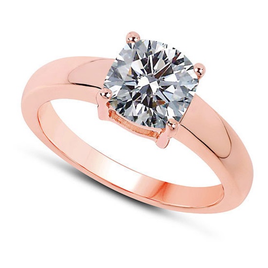 CERTIFIED 0.9 CTW E/SI2 ROUND DIAMOND SOLITAIRE RING IN 14K ROSE GOLD
