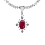 3.60 Ctw Ruby And Diamond SI2/I114K White Gold Pendant