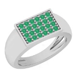0.45 Ctw Emerald Platinum Ring