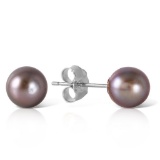 4 Carat 14K Solid White Gold Stud Earrings Natural Black pearl