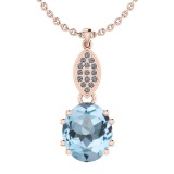 26.72 Ctw I2/I3 Blue Topaz And Diamond 14K Rose Gold Necklace