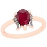 0.80 Ctw Ruby And Diamond I2/I3 14K Rose Gold Vintage Style Ring