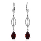 3 Carat 14K Solid White Gold Tonight She Lies Garnet Earrings