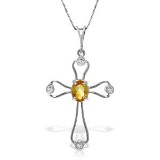0.57 Carat 14K Solid White Gold Love Is Never Conceited Citrine Necklace