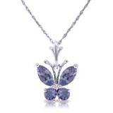 0.6 Carat 14K Solid White Gold Butterfly Necklace Tanzanite