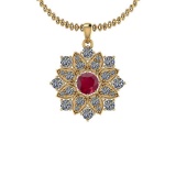 2.41 Ctw VS/SI1 Ruby And Diamond 14K Yellow Gold Vintage Style Pendant