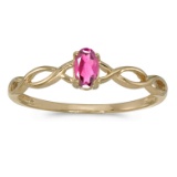 Certified 10k Yellow Gold Oval Pink Topaz Ring 0.25 CTW