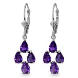 3 Carat 14K Solid Rose Gold pearll Amethyst Leverback Earrings