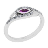 0.27 Ctw I2/I3 Amethyst And Diamond 10K White Gold Engagement Ring