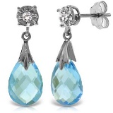 6.06 Carat 14K Solid White Gold Stud Earrings Diamond Blue Topaz