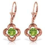 1.1 CTW 14K Solid Rose Gold Peridot Bloom Earrings