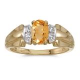 Certified 14k Yellow Gold Oval Citrine And Diamond Ring 0.65 CTW