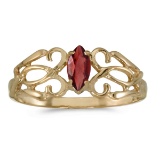 Certified 14k Yellow Gold Marquise Garnet Filagree Ring 0.25 CTW