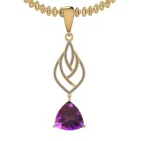 Certified 14.55 Ctw I2/I3 Amethyst And Diamond 14K Yellow Gold Pendant