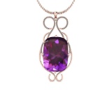 Certified 58.02 Ctw I2/I3 Amethyst And Diamond 14K Rose Gold Pendant