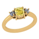 1.22 Ct GIA Certified Natural Fancy Yellow Diamond And White Diamond 18K Yellow Gold vintage Style R