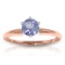 14K Solid Rose Gold Solitaire Ring with Natural Tanzanite