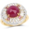 14K Yellow Gold Plated 8.91 CTW Genuine Glass Filled Ruby, Rhodolite & White Topaz .925 Sterling Sil