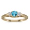 Certified 14k Yellow Gold Round Blue Topaz And Diamond Ring