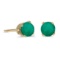 Certified 4 mm Round Natural Emerald Stud Earrings in 14k Yellow Gold