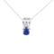 Certified 14k White Gold Sapphire Pear Pendant with Diamonds