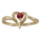 Certified 10k Yellow Gold Round Garnet Heart Ring