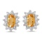 Certified 14k Yellow Gold Oval Citrine And Diamond Earrings 0.28 CTW